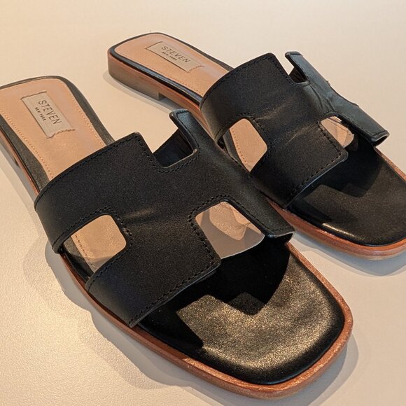 Steve Madden HADYN Black Leather Sandals - Picture 8 of 9